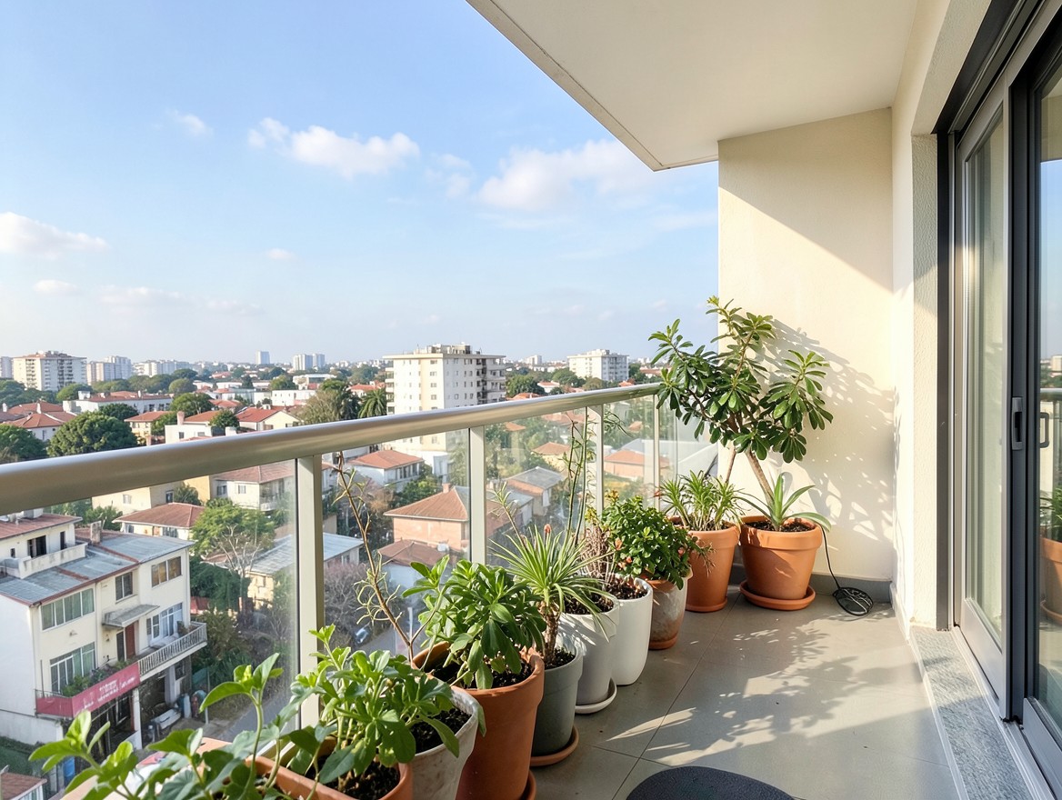 Balcón con vista urbana, imagen de referencia
